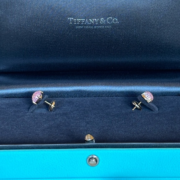 Tiffany&Co. 18k Rose Gold Paloma Picasso Sugar Stack Pink Sapphires Earrings - Picture 5 of 11